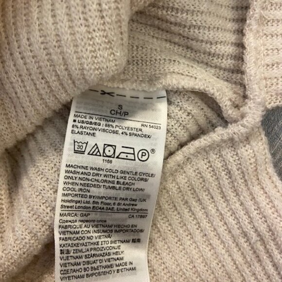 GAP Off-Shoulder Cream Ribbed Sweater -S - Picture 7 of 7